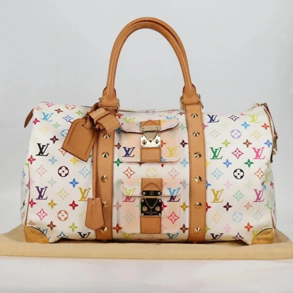 LOUIS VUITTON Monogram Multicolor Keepall 45 Bag White M92641 LV Auth 126488V - Picture 2 of 15
